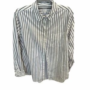 a new day White and Black Vertical Stripe Button-Down Shirt